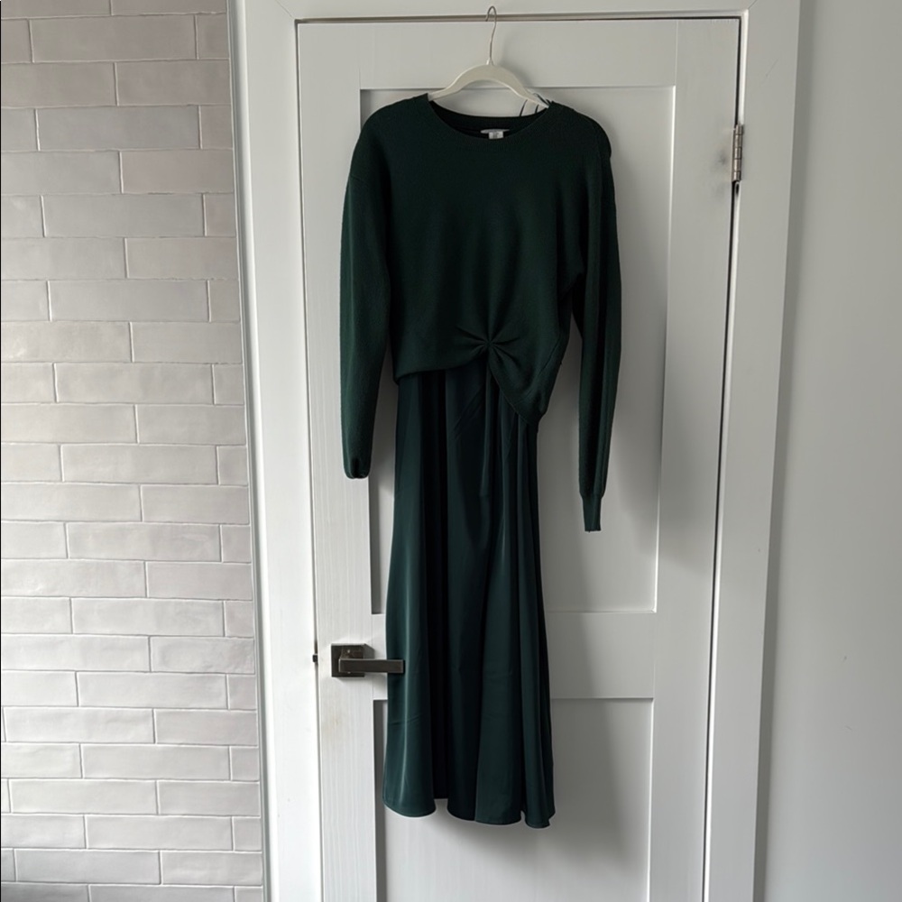 Rachel Zoe Green Long Sleeve Crew Neck Sweater Dress